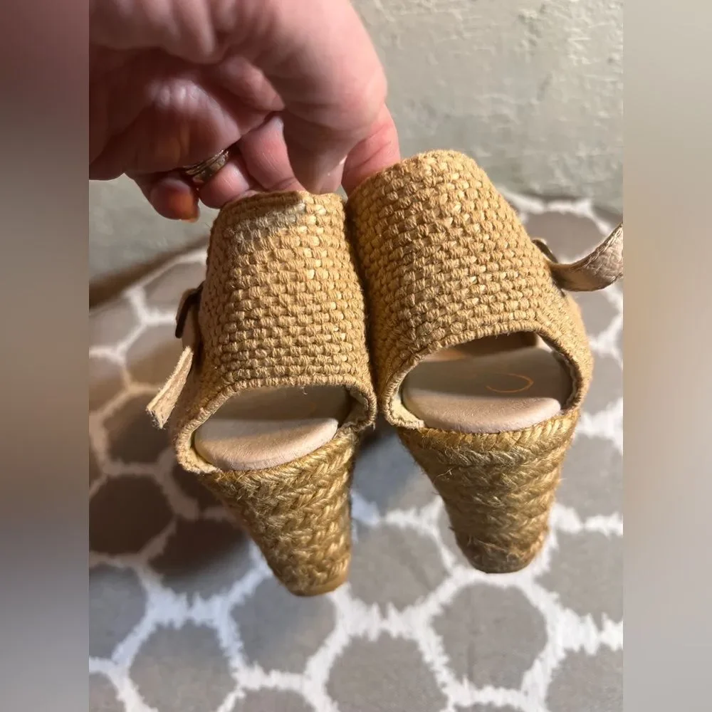 Tan Espadrille Wedge Shoes with Jute Heel Anthropologie brand Gainno md in Spain